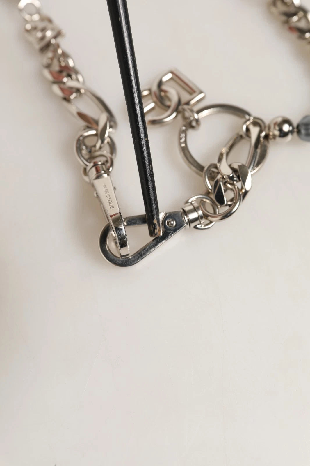 Dolce & Gabbana Silver Tone Chain Signature DG Logo Pendant Necklace | Regal Royce