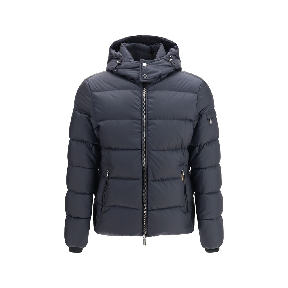 MooRER Blue Polyamide Full-Length Jacket | Regal Royce