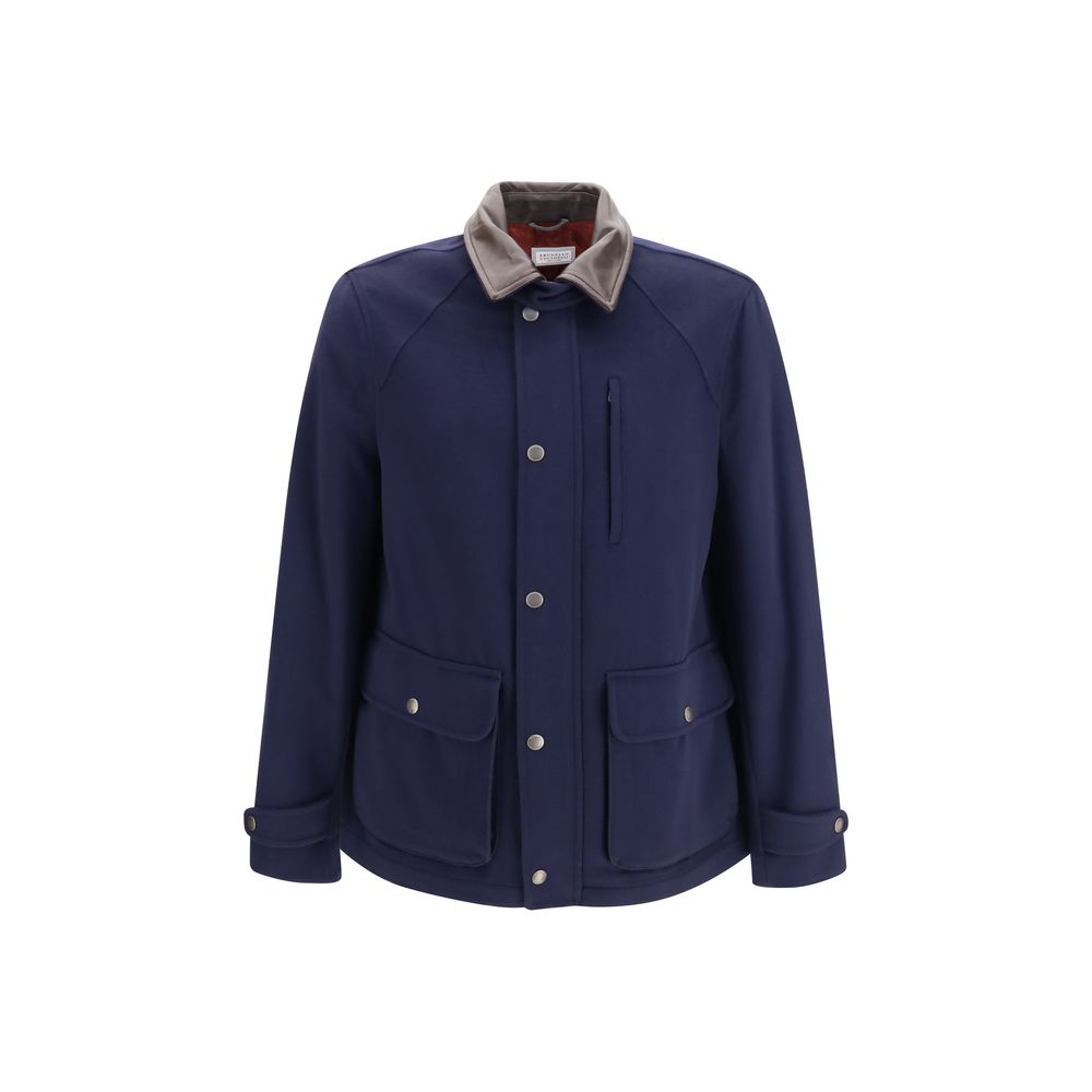 Brunello Cucinelli Blue Wool Oves Aries Full-Length Jacket | Regal Royce