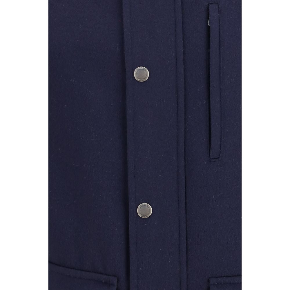 Brunello Cucinelli Blue Wool Oves Aries Full-Length Jacket | Regal Royce