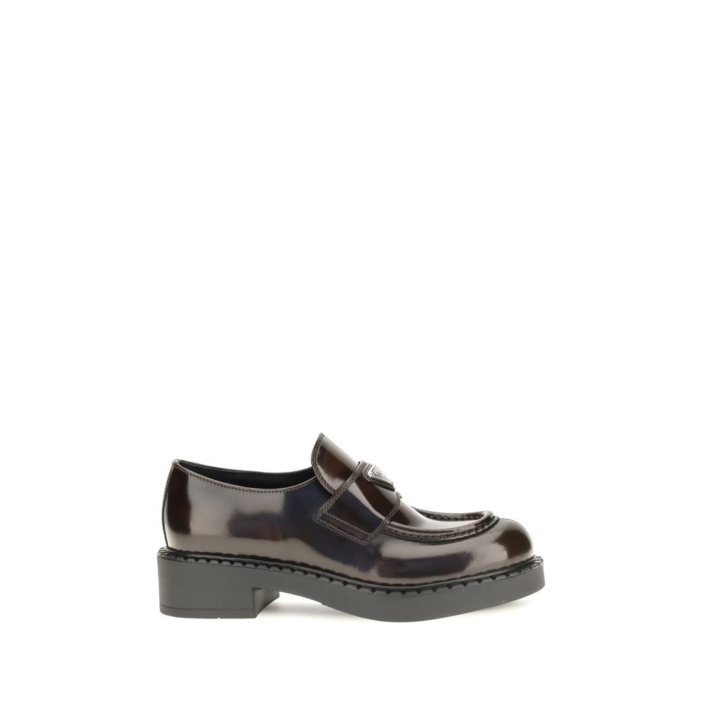 Prada Brown Calf Leather Bos Taurus Slip-On Loafers | Regal Royce