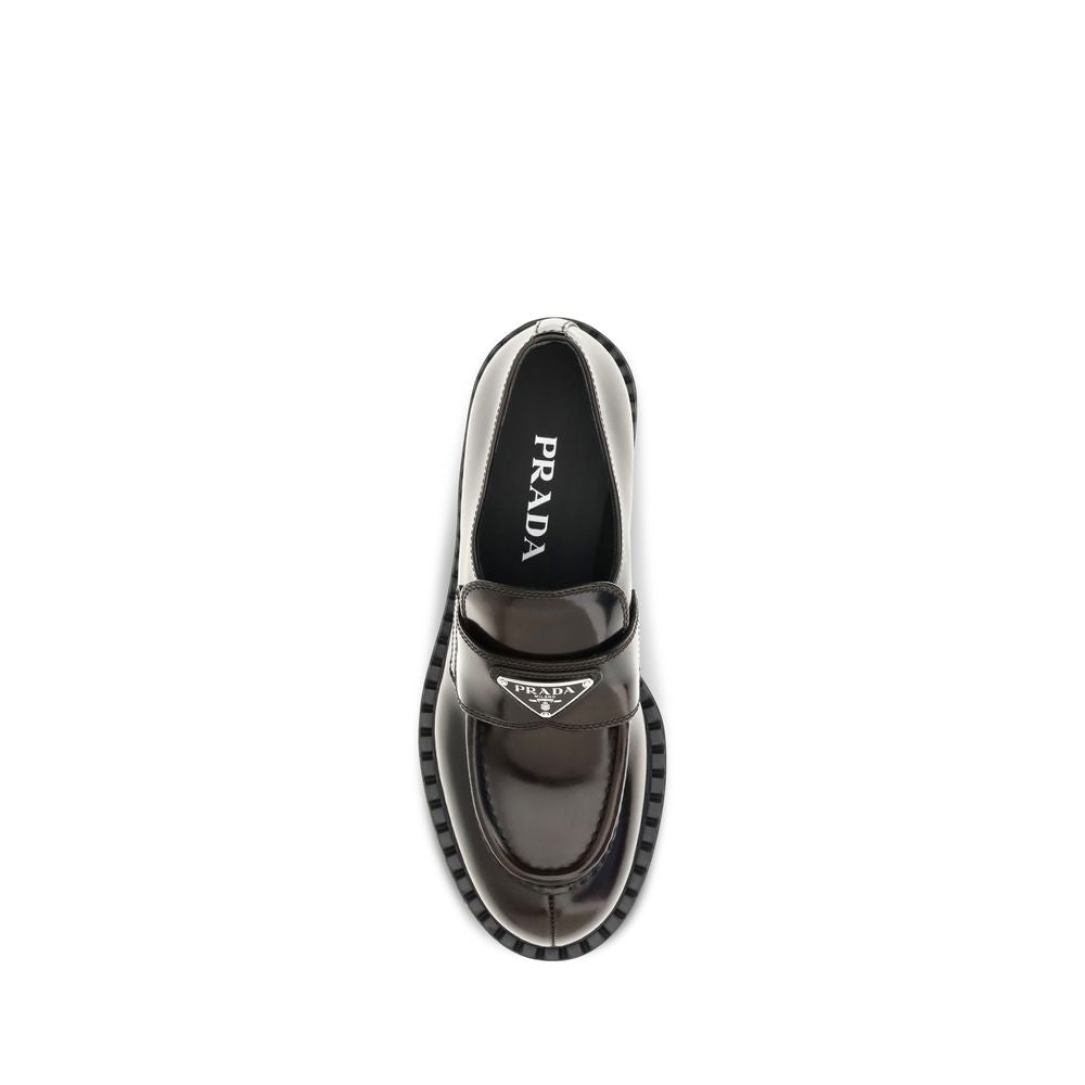 Prada Brown Calf Leather Bos Taurus Slip-On Loafers | Regal Royce