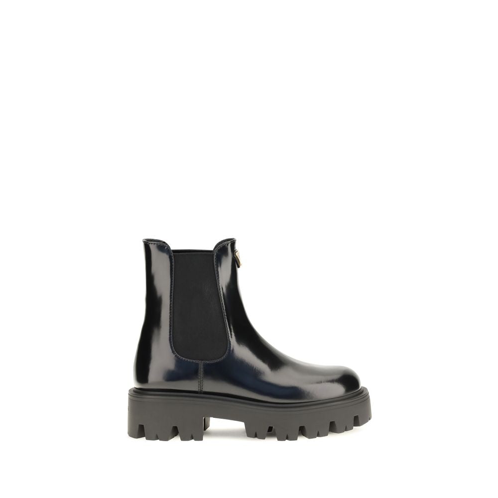 Prada Black Calf Leather Bos Taurus Chelsea Boots | Regal Royce