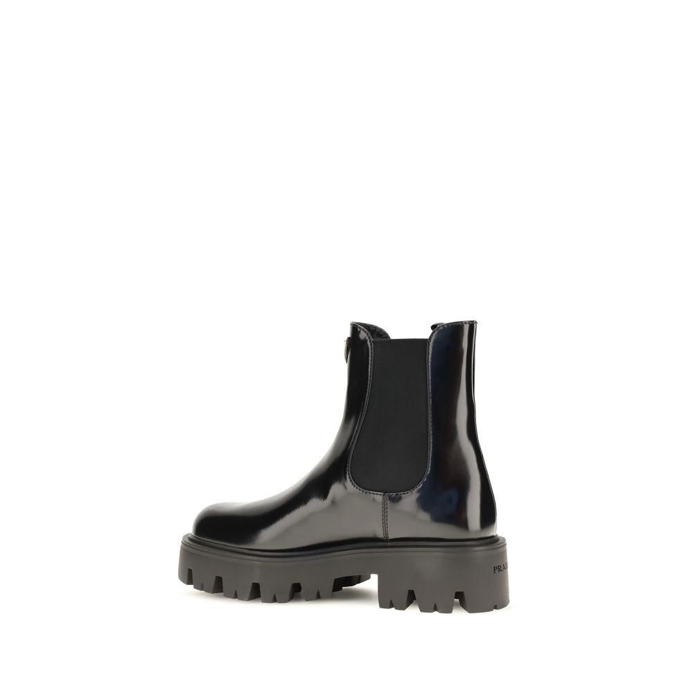 Prada Black Calf Leather Bos Taurus Chelsea Boots | Regal Royce