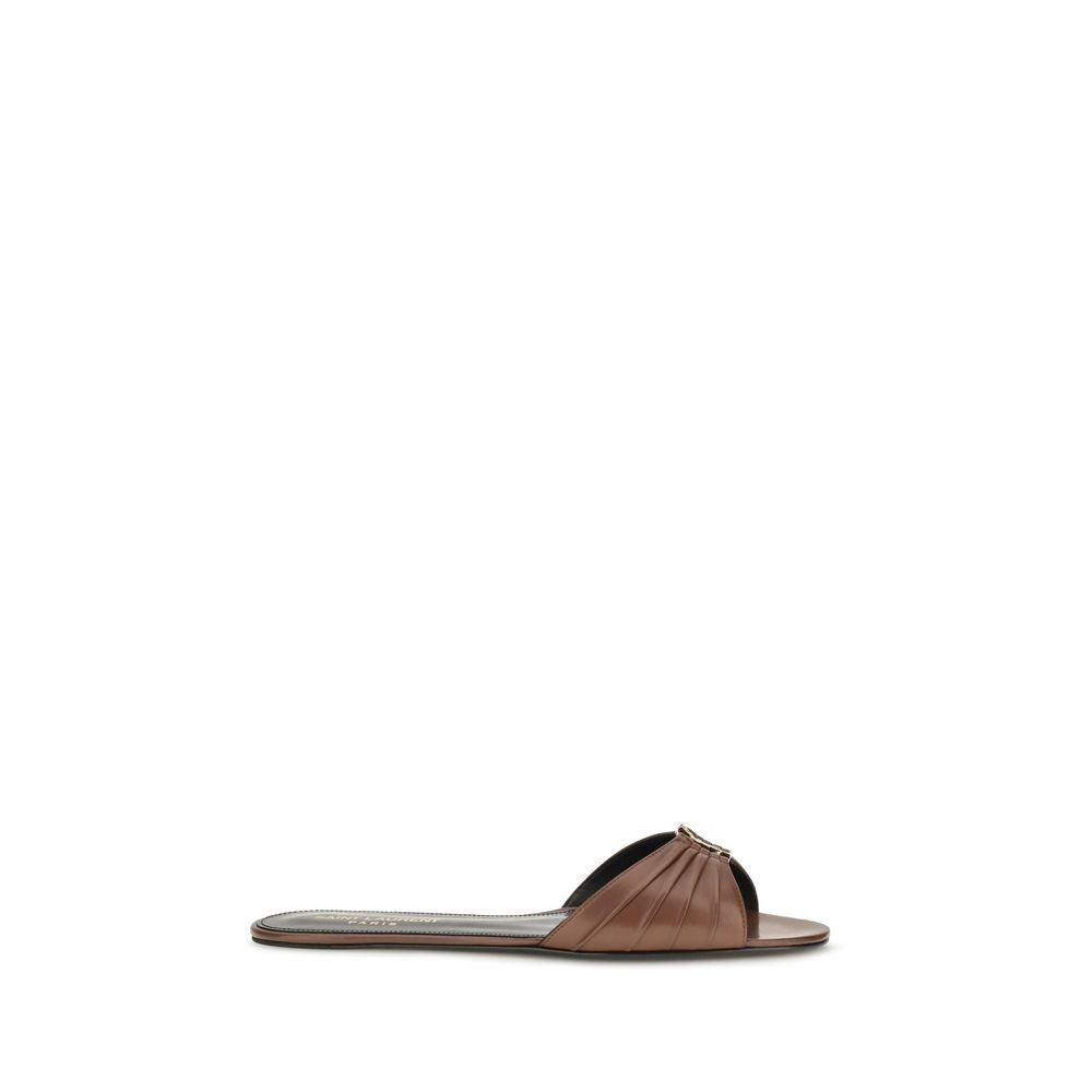 Saint Laurent Brown Calf Leather Bos Taurus Mules | Regal Royce