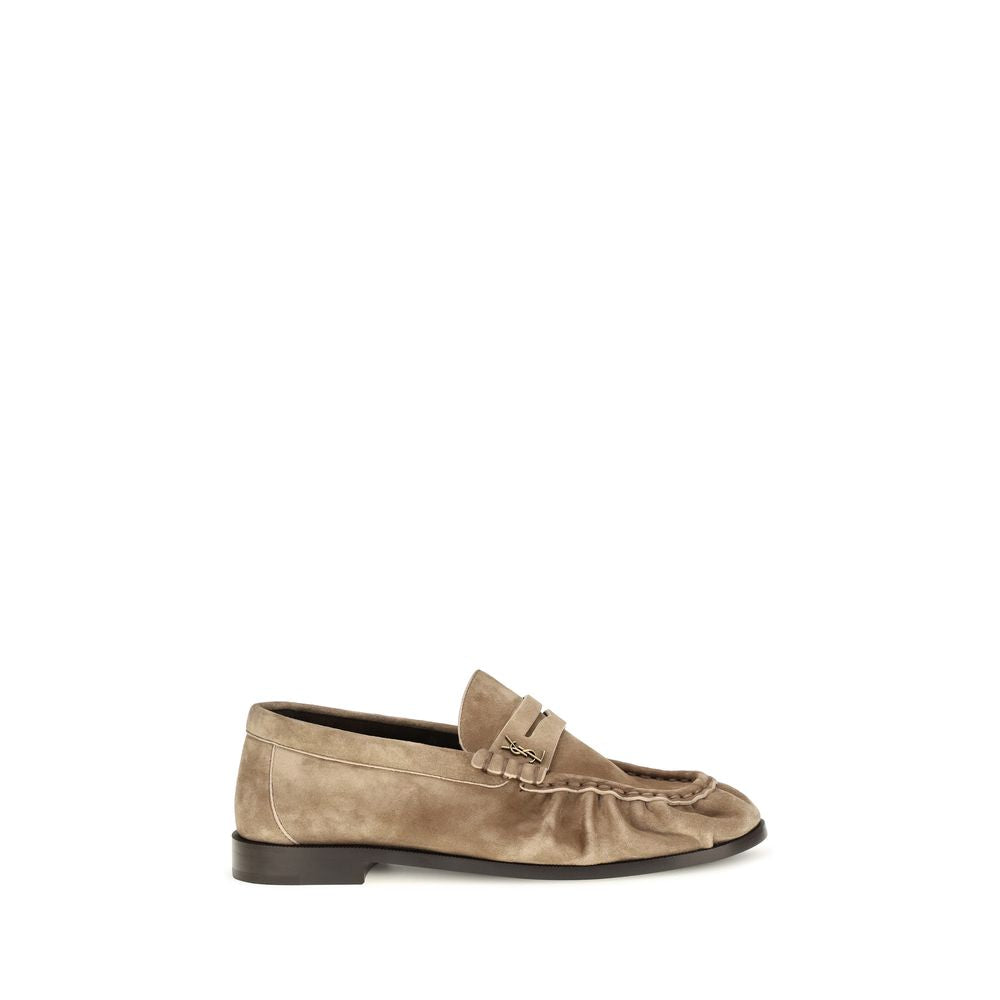 Saint Laurent Beige Calf Leather Bos Taurus Slip-On Loafers | Regal Royce