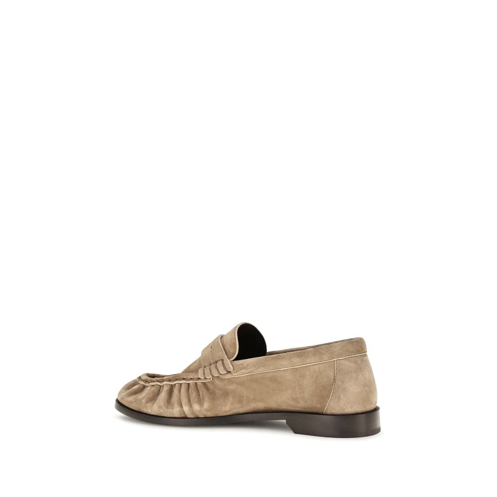 Saint Laurent Beige Calf Leather Bos Taurus Slip-On Loafers | Regal Royce