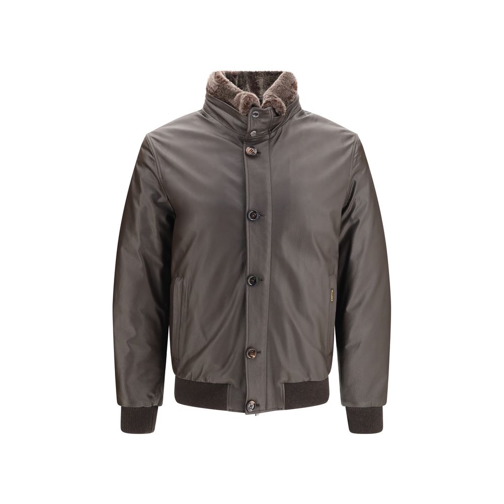 MooRER Brown Leather Full-Length Jacket | Regal Royce