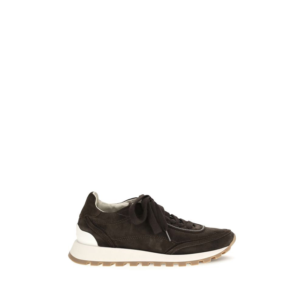 Brunello Cucinelli Brown Suede Leather Low Top Sneakers | Regal Royce