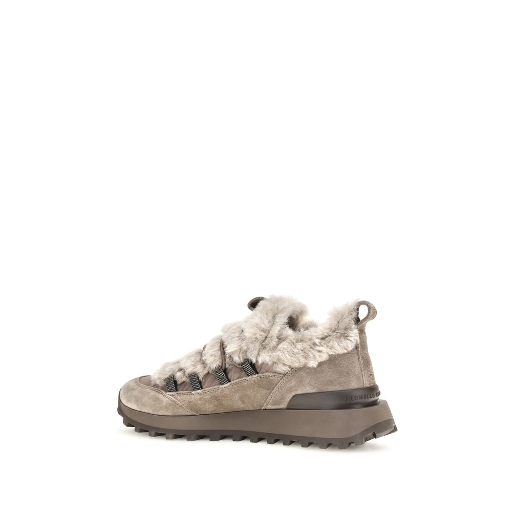 Brunello Cucinelli Gray Suede Leather Athletic Sneakers | Regal Royce