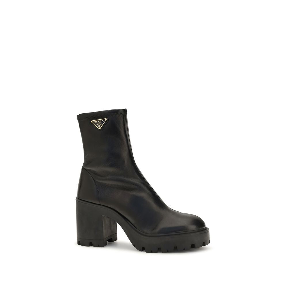 Prada Black Calf Leather Bos Taurus Ankle Boots | Regal Royce