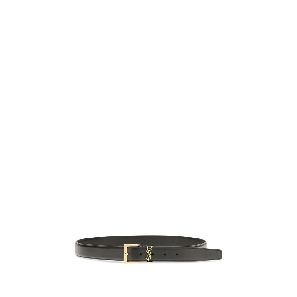 Saint Laurent Black Calf Leather Bos Taurus Regular Belt | Regal Royce