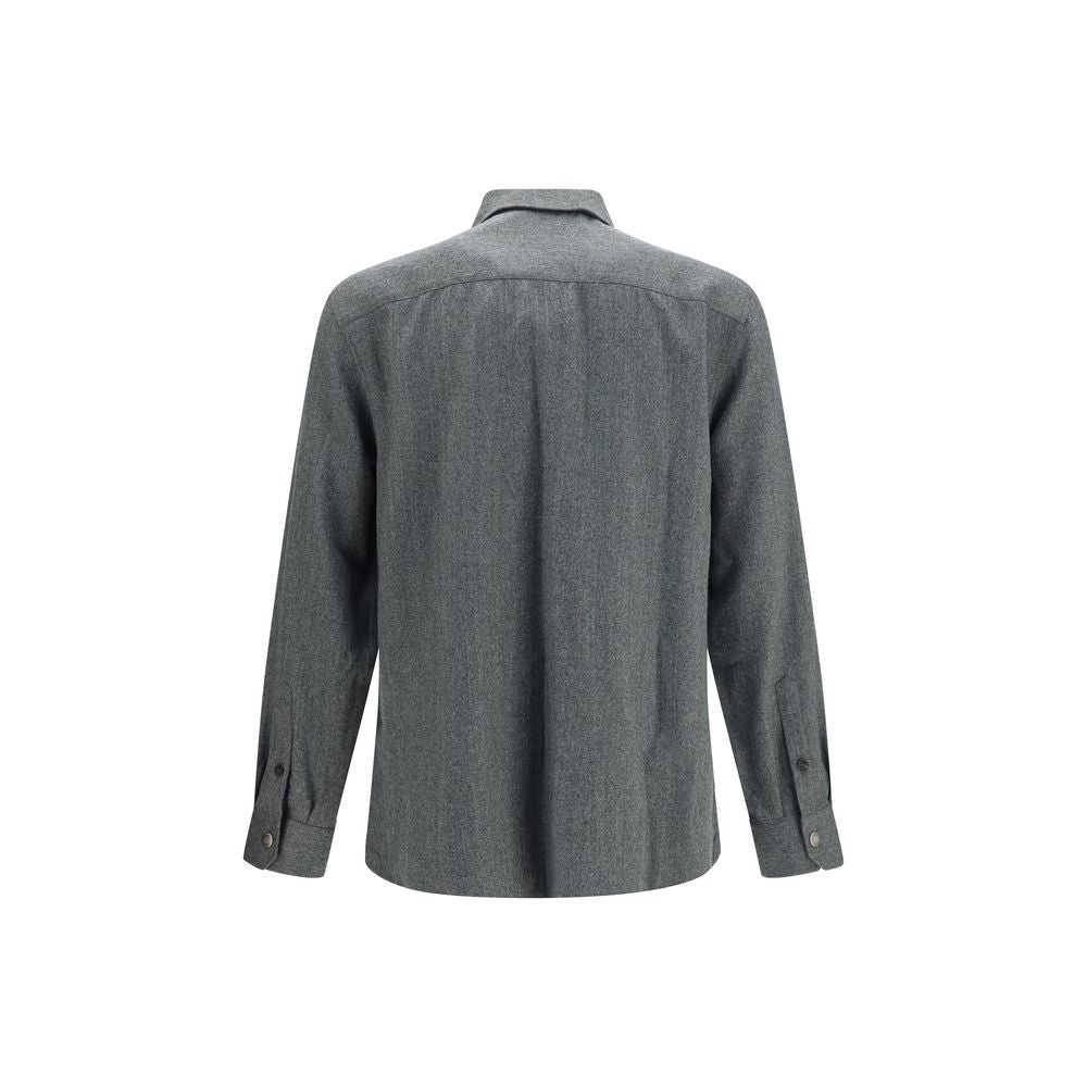 Brunello Cucinelli Gray Wool Oves Aries Dress Shirt | Regal Royce