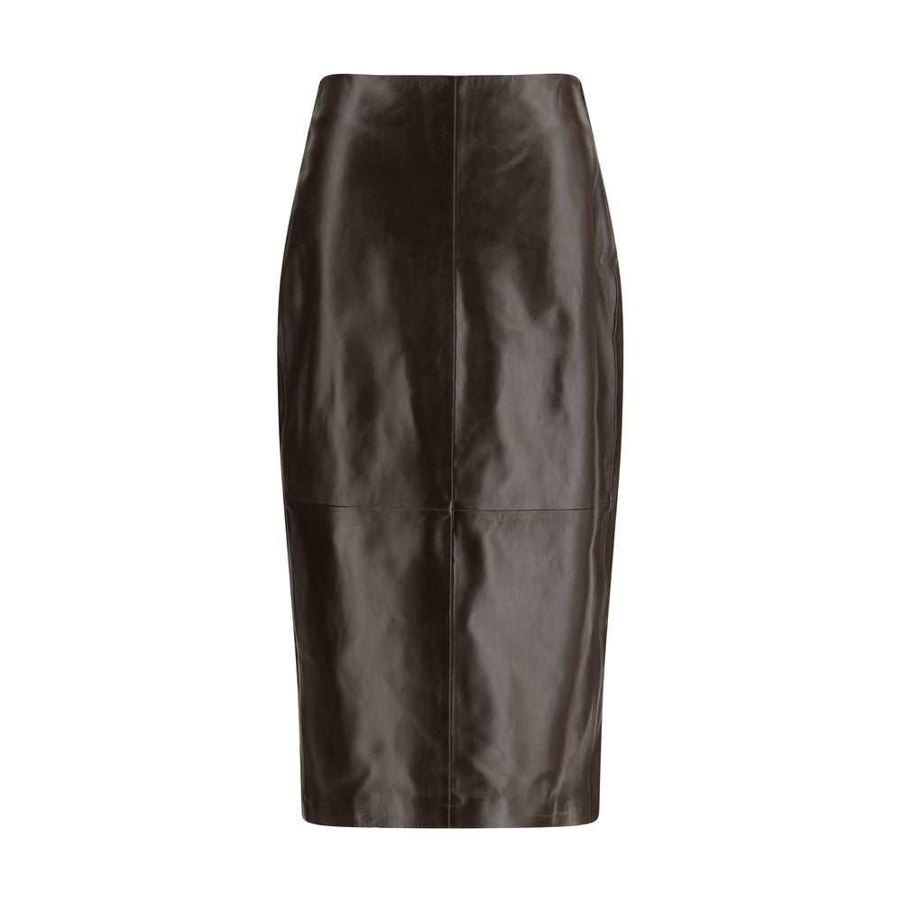 Arma Brown Leather Long Skirt | Regal Royce