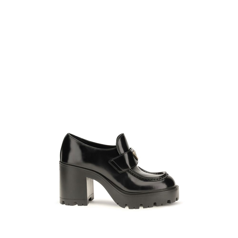 Prada Black Calf Leather Bos Taurus Platform Loafers | Regal Royce