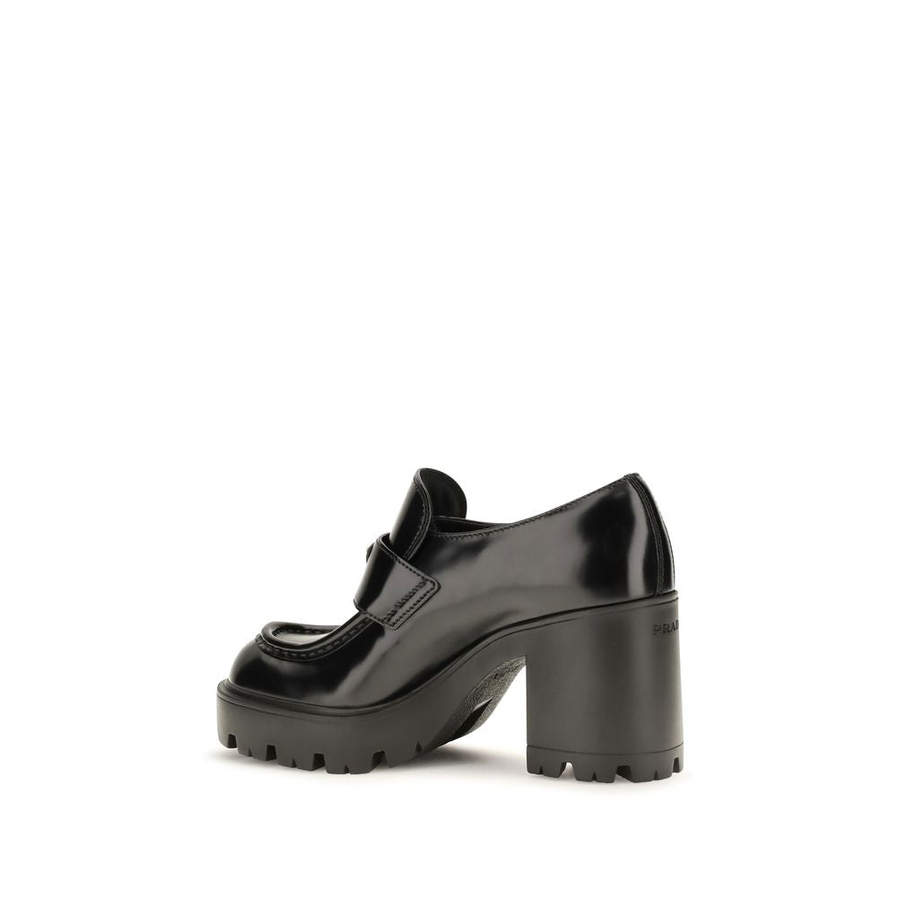 Prada Black Calf Leather Bos Taurus Platform Loafers | Regal Royce