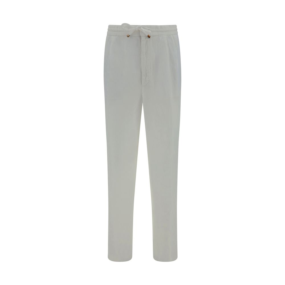 Brunello Cucinelli White Linen Casual Pants | Regal Royce