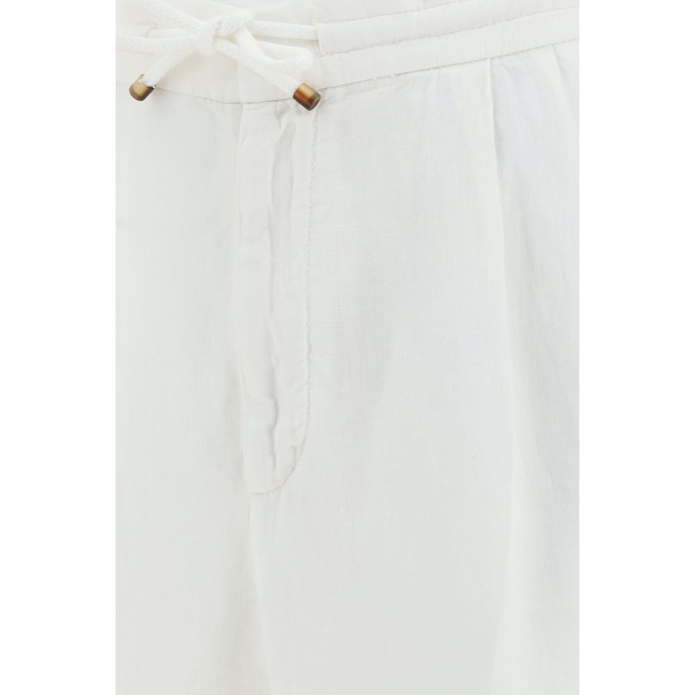 Brunello Cucinelli White Linen Casual Pants | Regal Royce