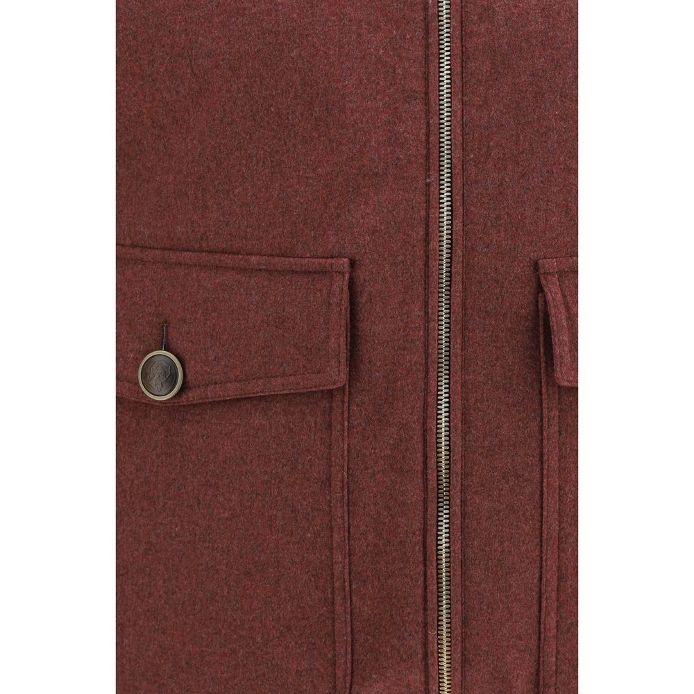 Brunello Cucinelli Bordeaux Wool Oves Aries Sleeveless Jacket | Regal Royce