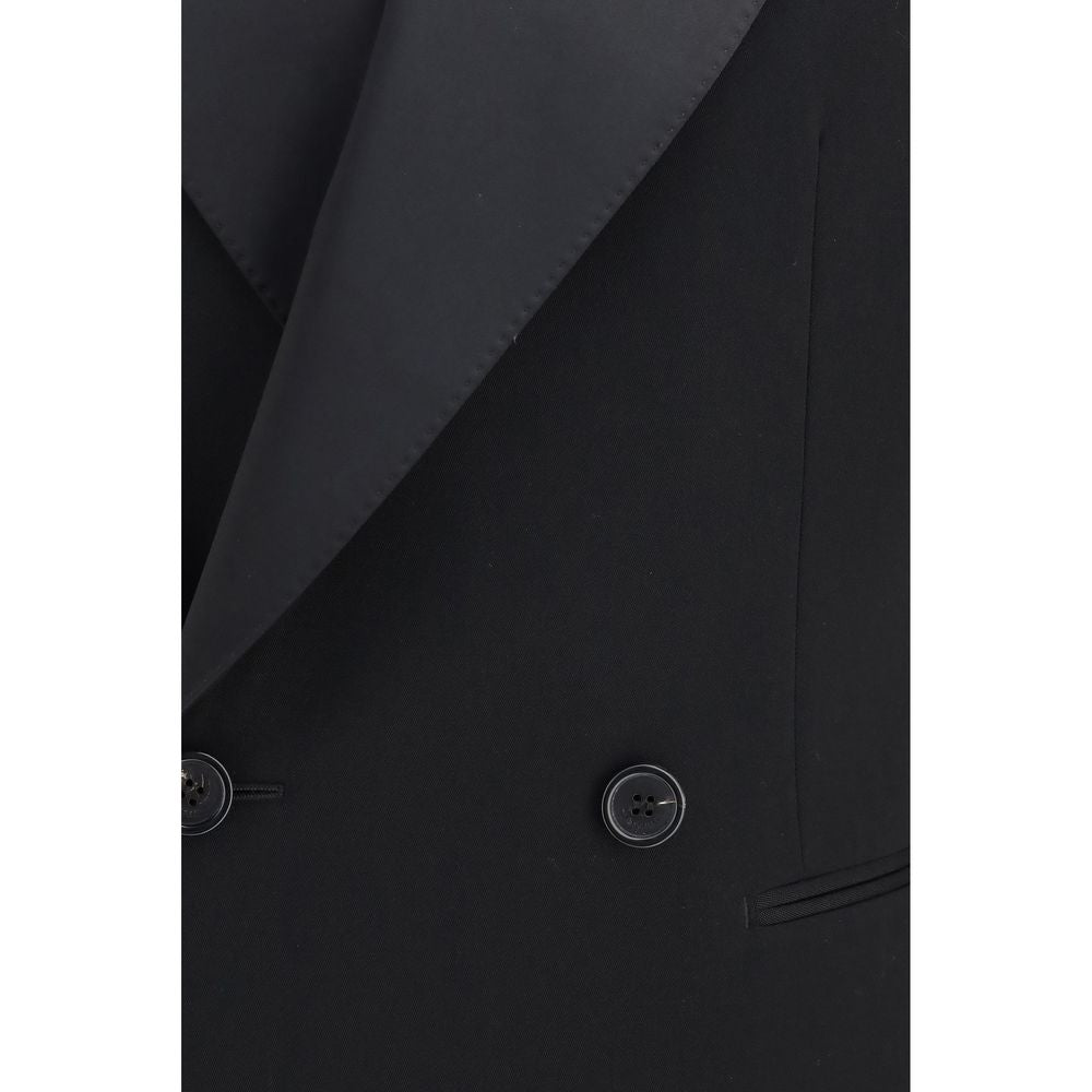 Saint Laurent Black Wool Oves Aries Leather Jacket | Regal Royce