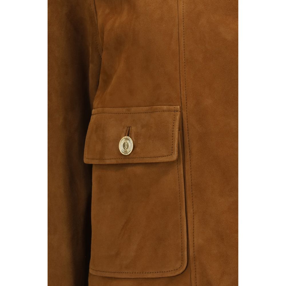 Saint Laurent Brown Lamb Ovis Aries Aries Full-Length Jacket | Regal Royce
