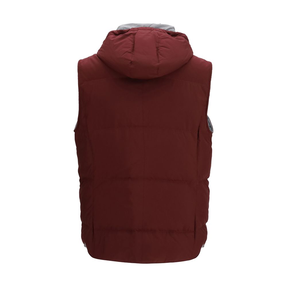 Brunello Cucinelli Bordeaux Polyester Sleeveless Jacket | Regal Royce