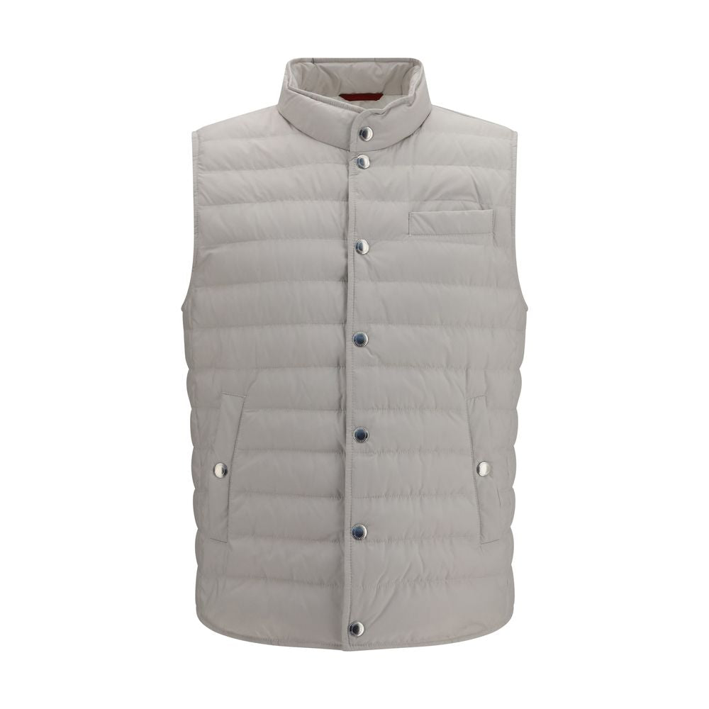 Brunello Cucinelli White Polyester Sleeveless Jacket | Regal Royce