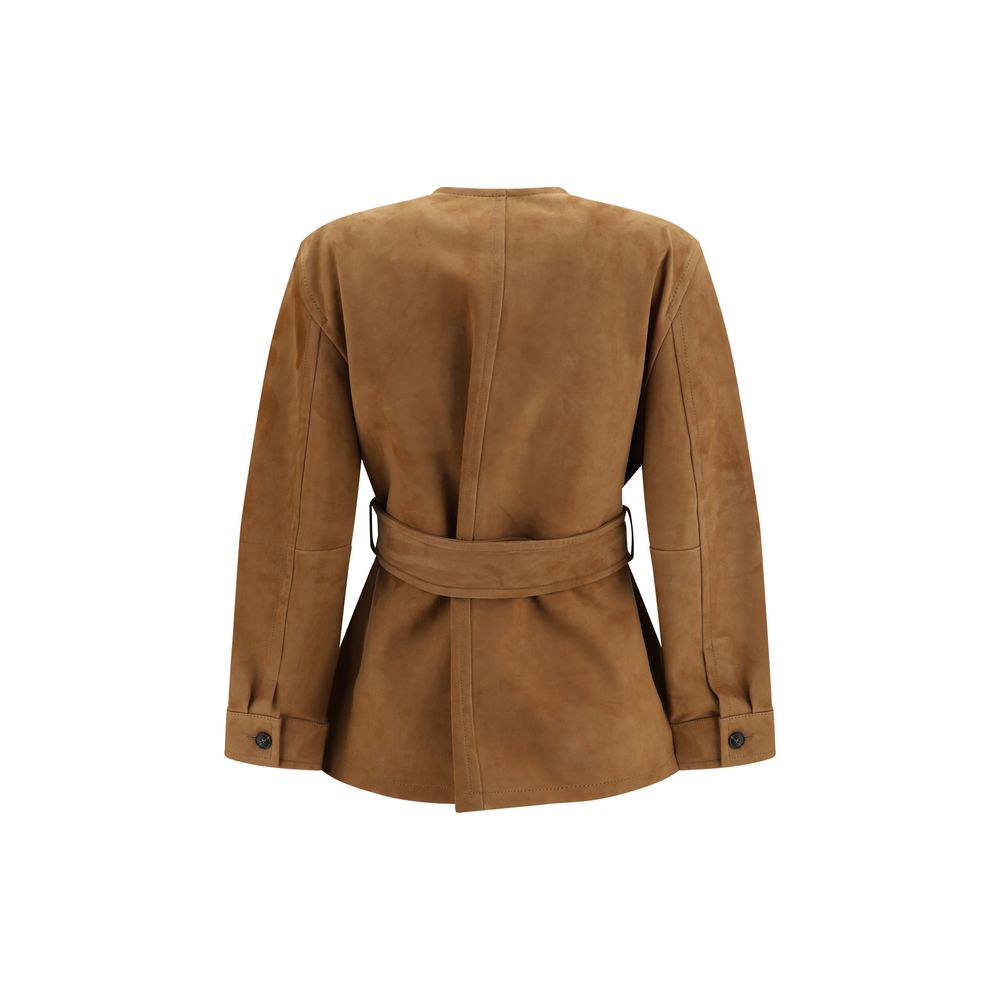 Max Mara Brown Lamb Leather Leather Jacket | Regal Royce