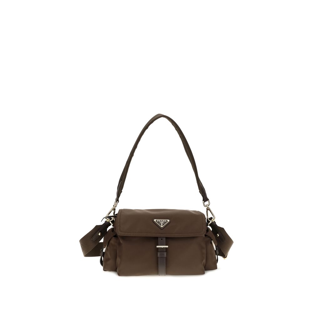 Prada Brown Recycled Polyamide Shoulder Bag | Regal Royce