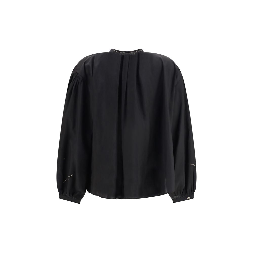 Forte_Forte Black Cotton Pattern Shirt | Regal Royce