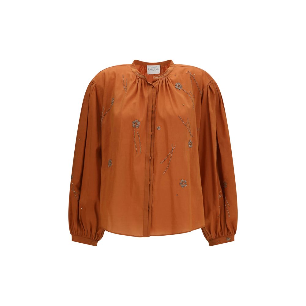 Forte_Forte Orange Cotton Pattern Shirt | Regal Royce