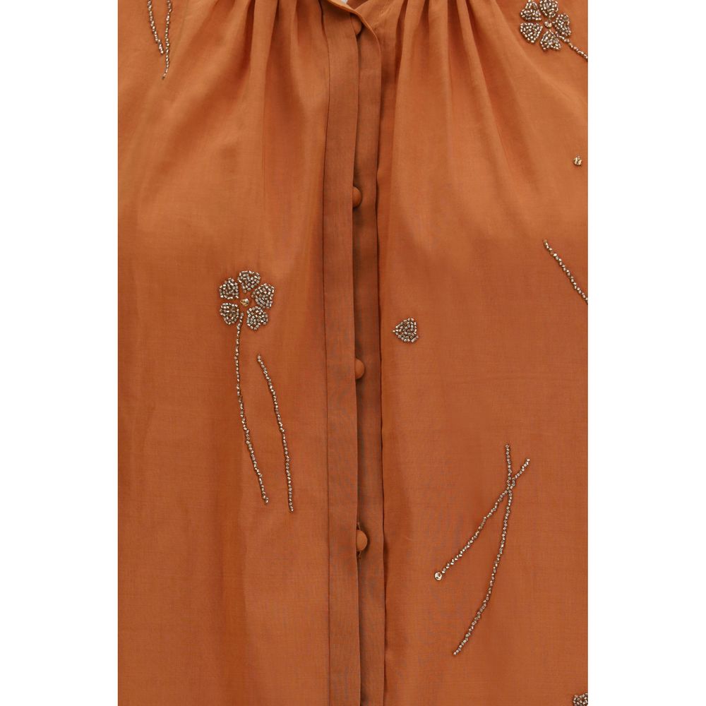 Forte_Forte Orange Cotton Pattern Shirt | Regal Royce