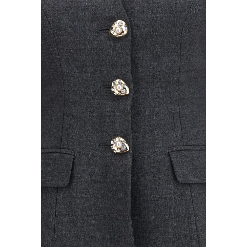 Self-Portrait Gray Polyester Full-Length Jacket | Regal Royce