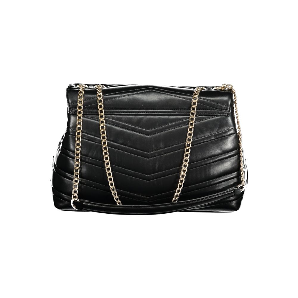 Mario Valentino Nero Polyurethane Women's Bag with Chain Shoulder Strap | Regal Royce