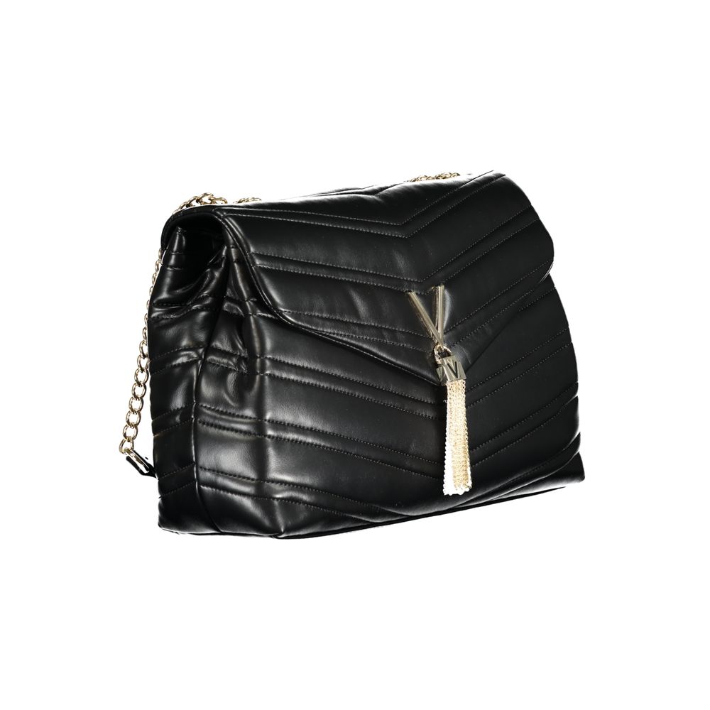 Mario Valentino Nero Polyurethane Women's Bag with Chain Shoulder Strap | Regal Royce