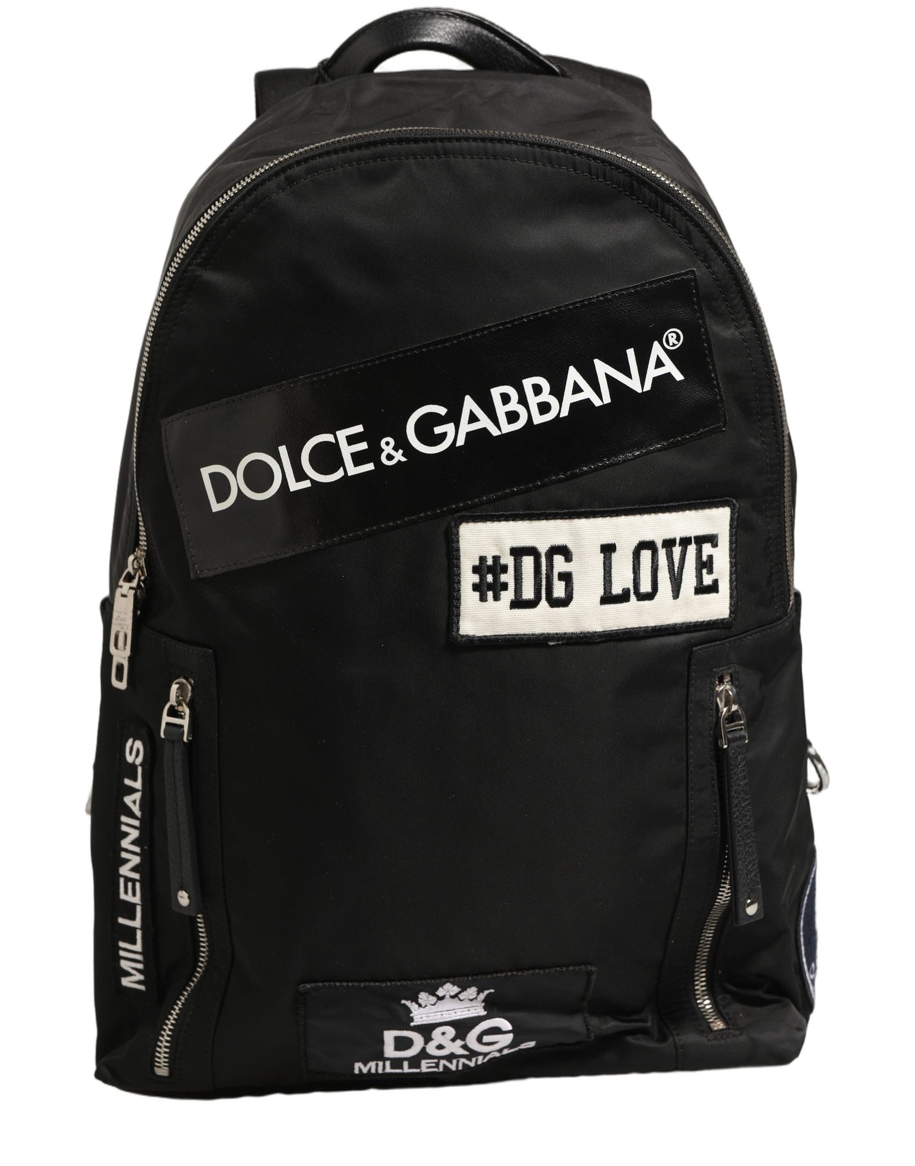 Dolce & Gabbana Men Black #DG LOVE Logo Patches Nylon Backpack Bag | Regal Royce