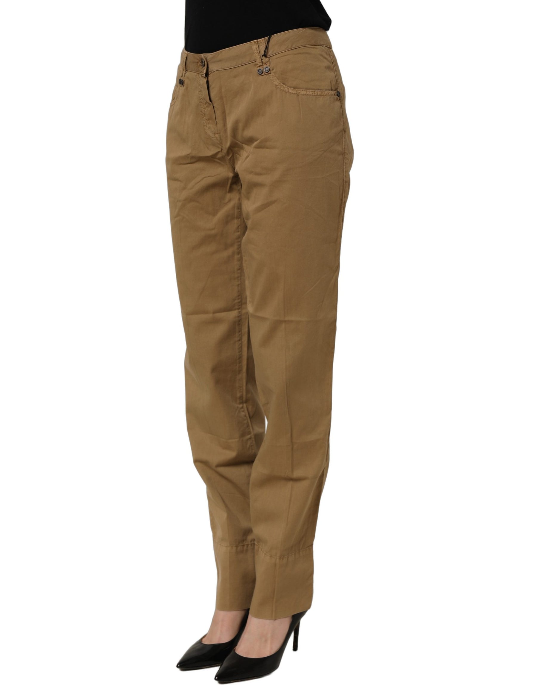 PLEIN SUD Brown Straight Cotton Stretch Chino Pants | Regal Royce