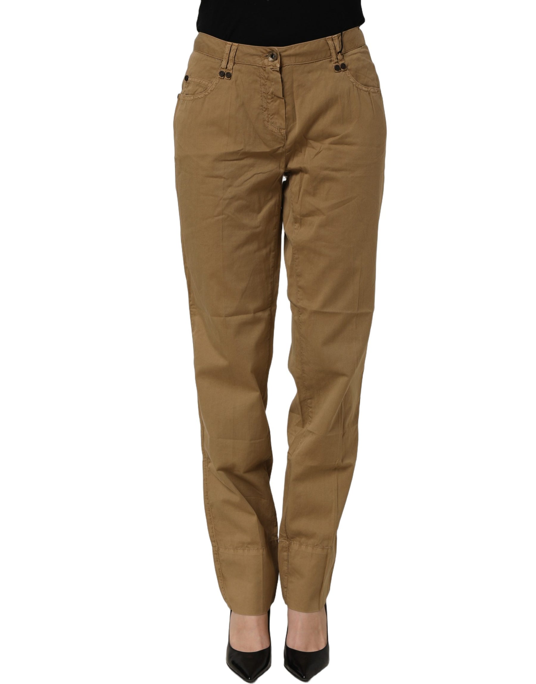 PLEIN SUD Brown Straight Cotton Stretch Chino Pants | Regal Royce