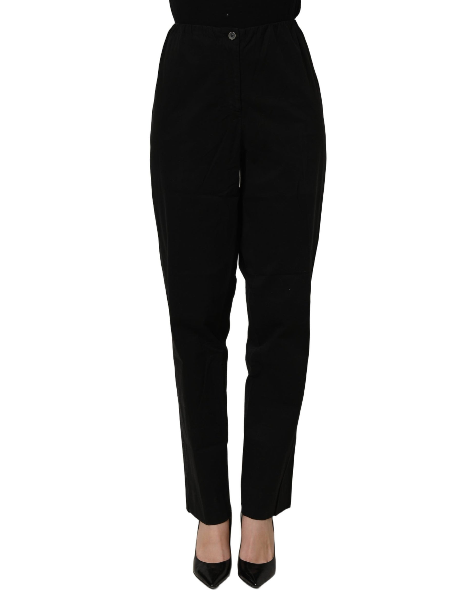 QL2 Black High-Waisted Straight Chino Women Trouser Pants | Regal Royce