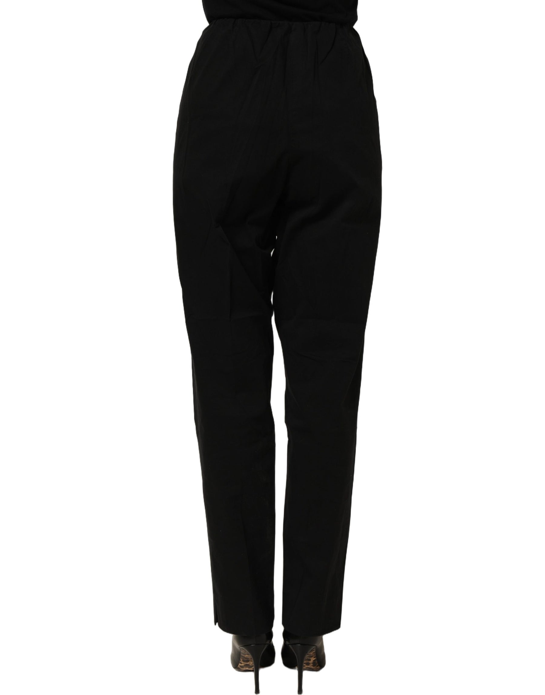 QL2 Black High-Waisted Straight Chino Women Trouser Pants | Regal Royce