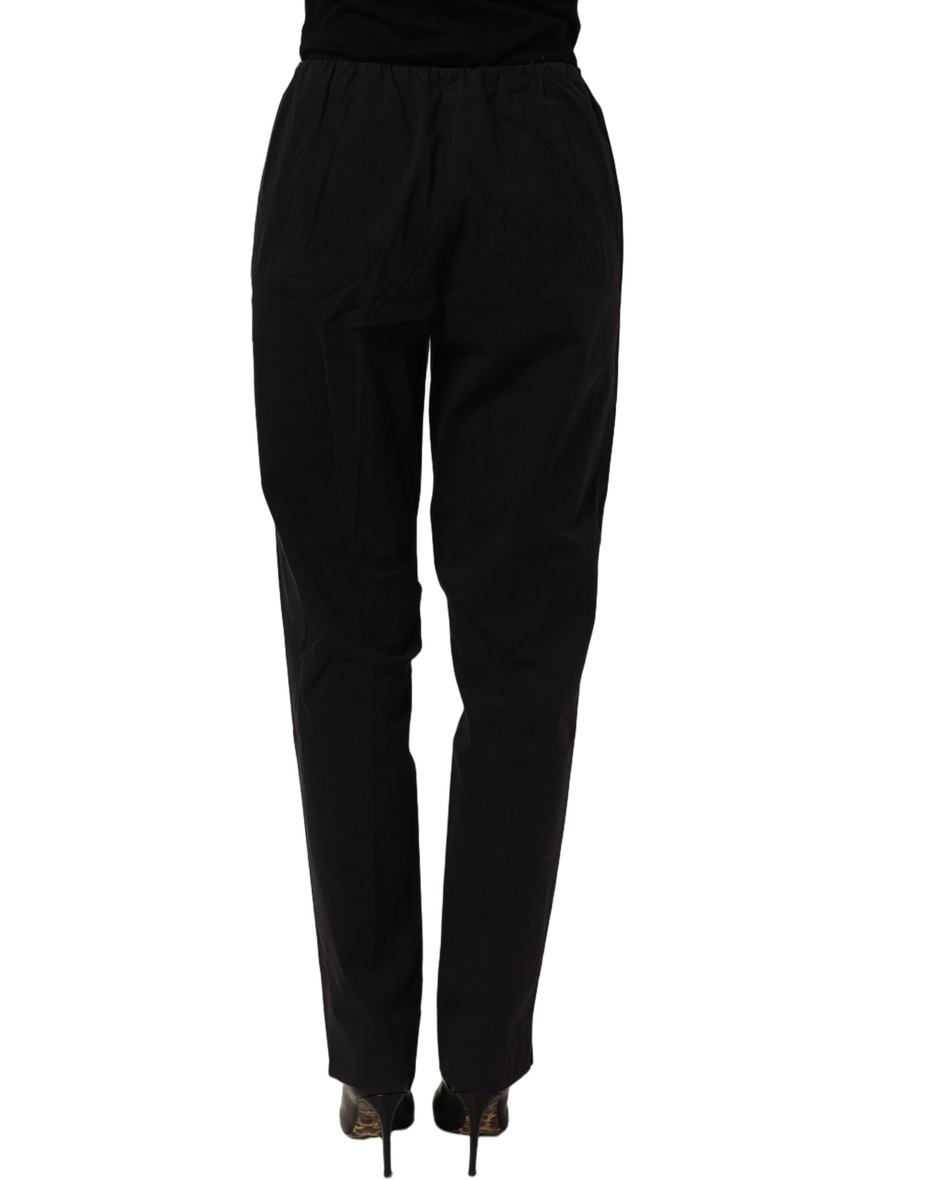 QL2 Black High-Waisted Straight Chino Women Trouser Pants | Regal Royce