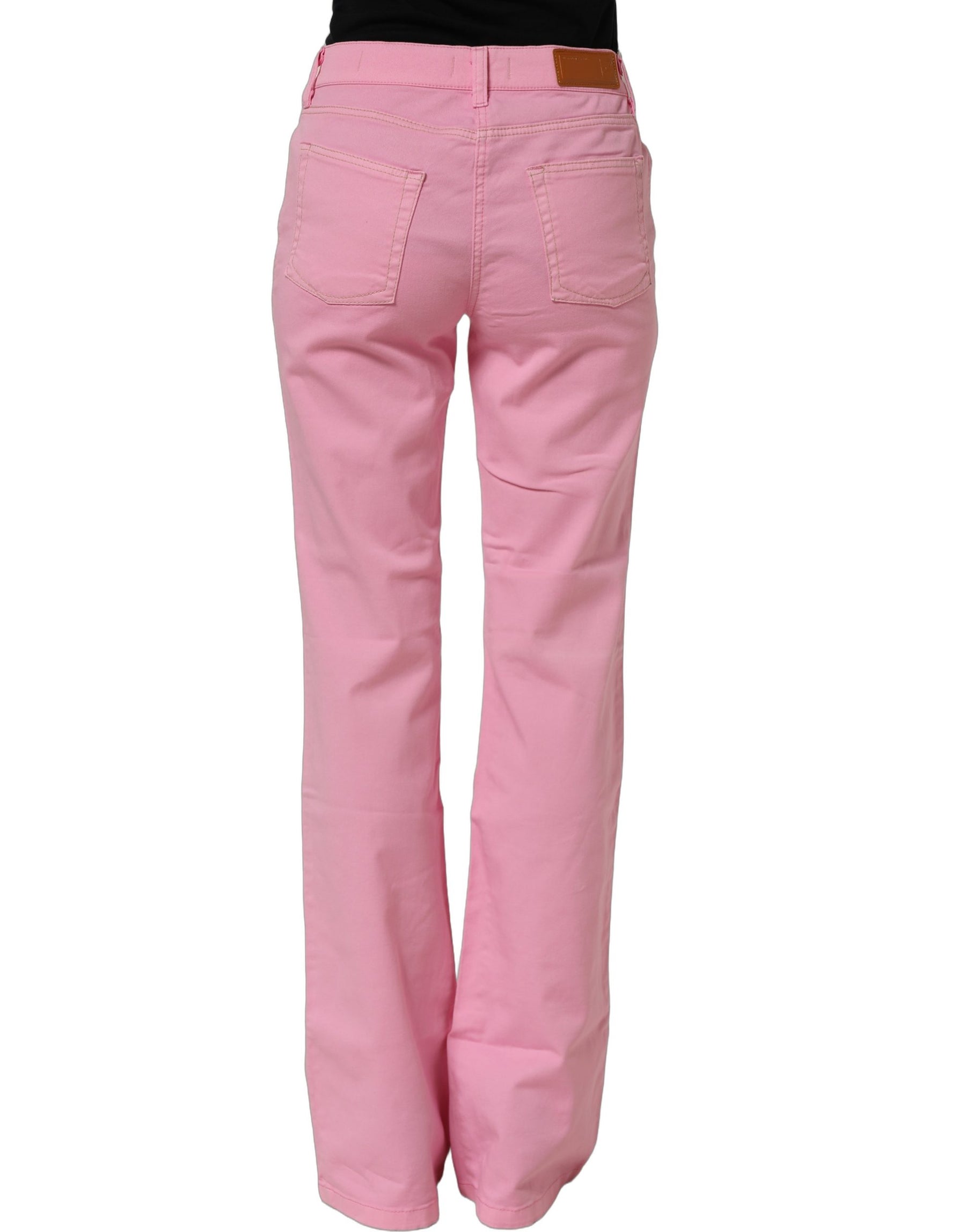 GF Ferre Pink Mid-Waisted Flared Denim Casual Jeans | Regal Royce