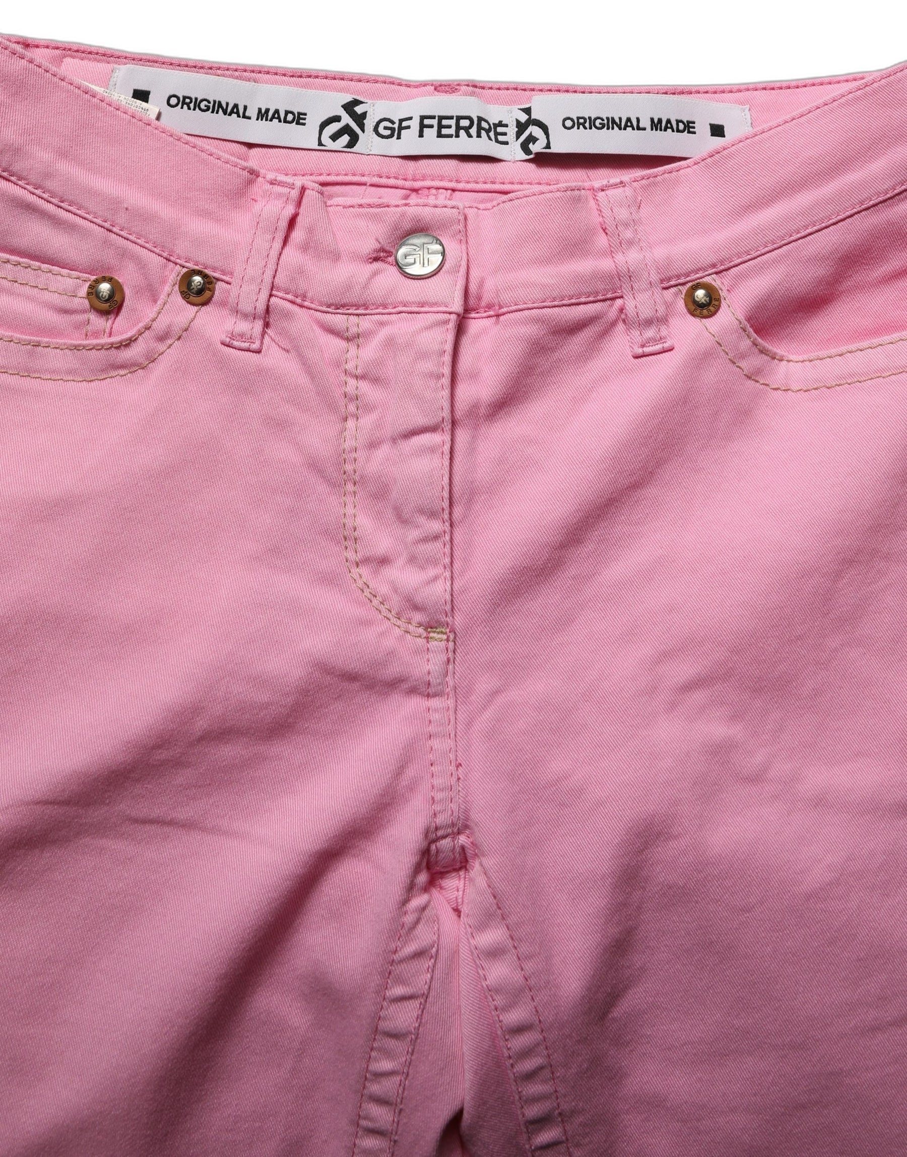 GF Ferre Pink Mid-Waisted Flared Denim Casual Jeans | Regal Royce