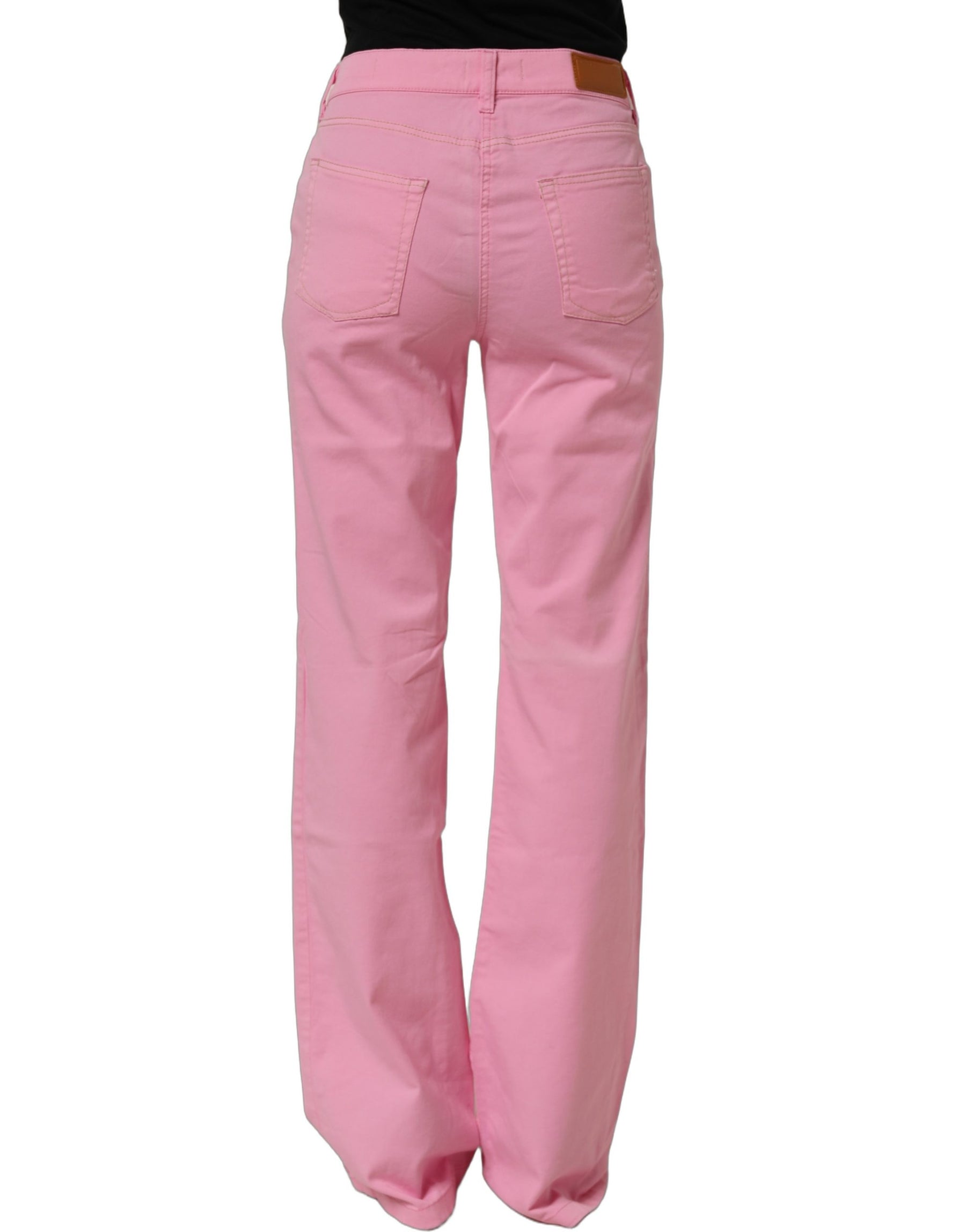 GF Ferre Pink Mid-Waisted Flared Denim Casual Jeans | Regal Royce