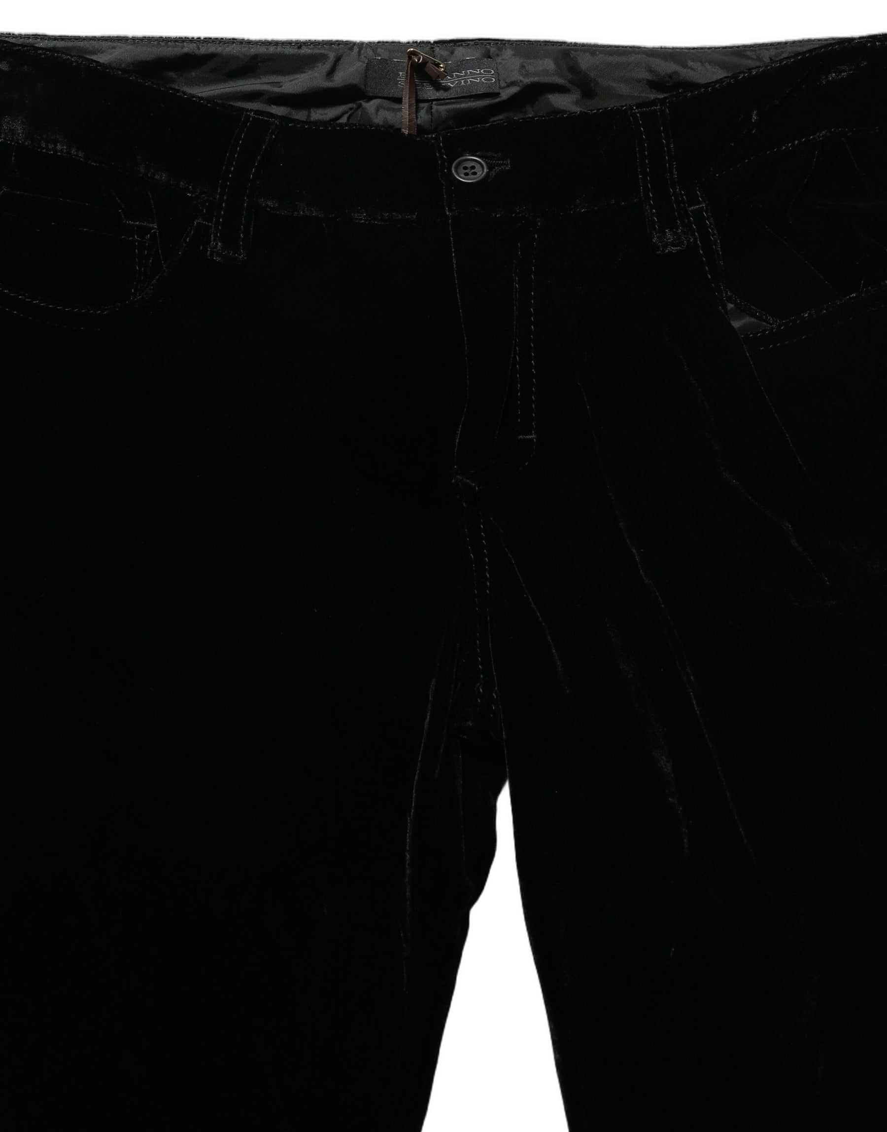 Ermanno Scervino Black Viscose Blend Velvet Slim Fit Pants | Regal Royce