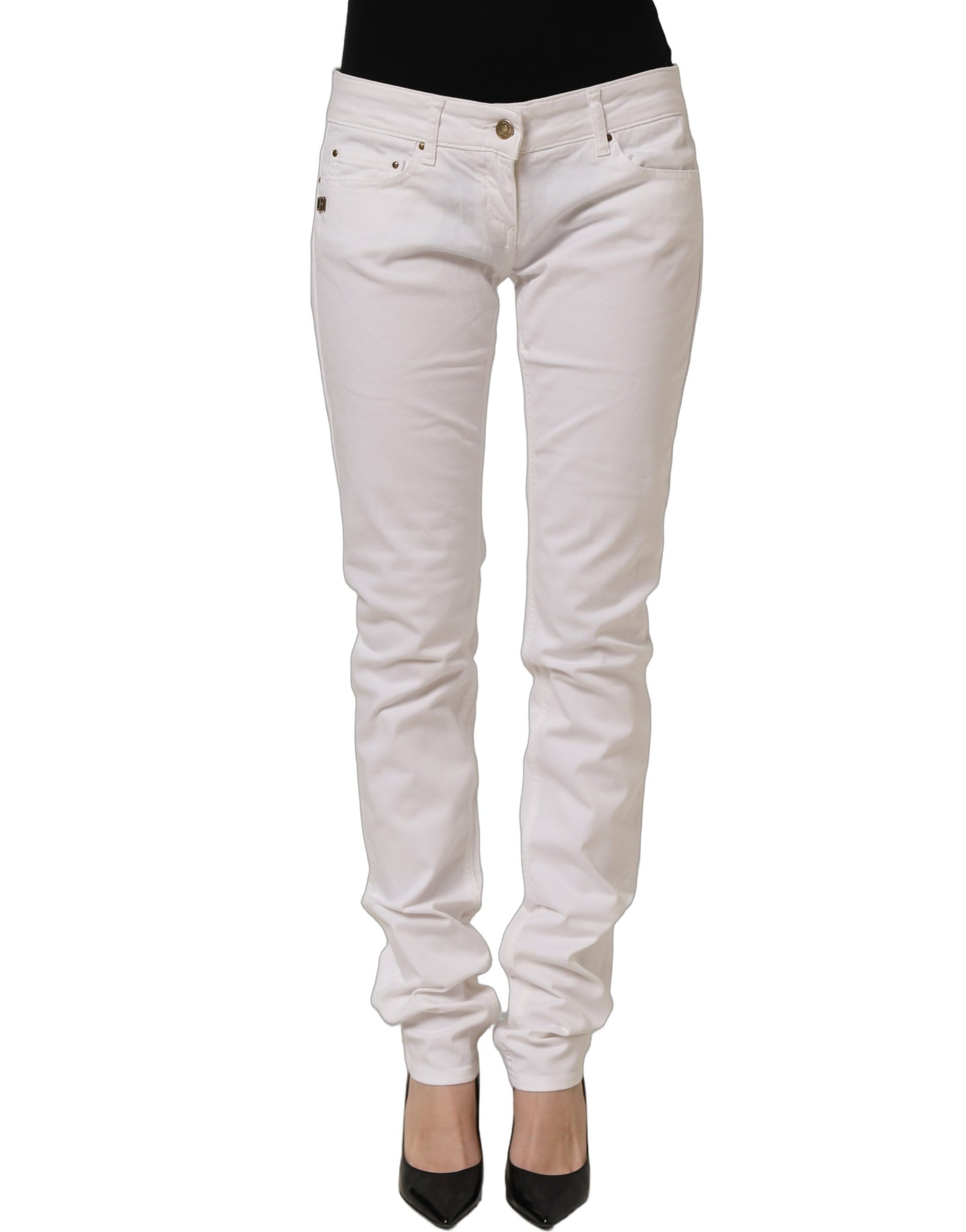 Daniele Alessandrini White Cotton Stretch Skinny Denim Jeans | Regal Royce