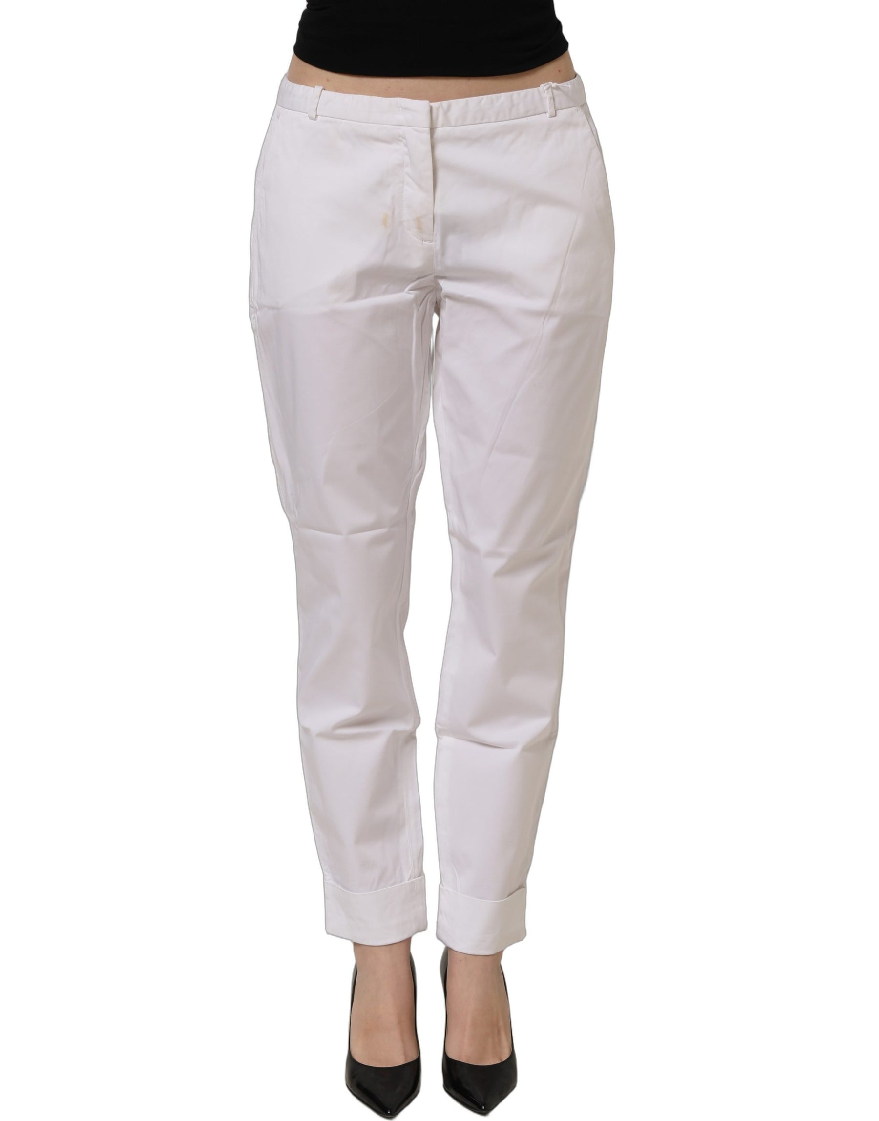 Fabiana Filippi White Low Waist Straight Formal Trouser Pants | Regal Royce