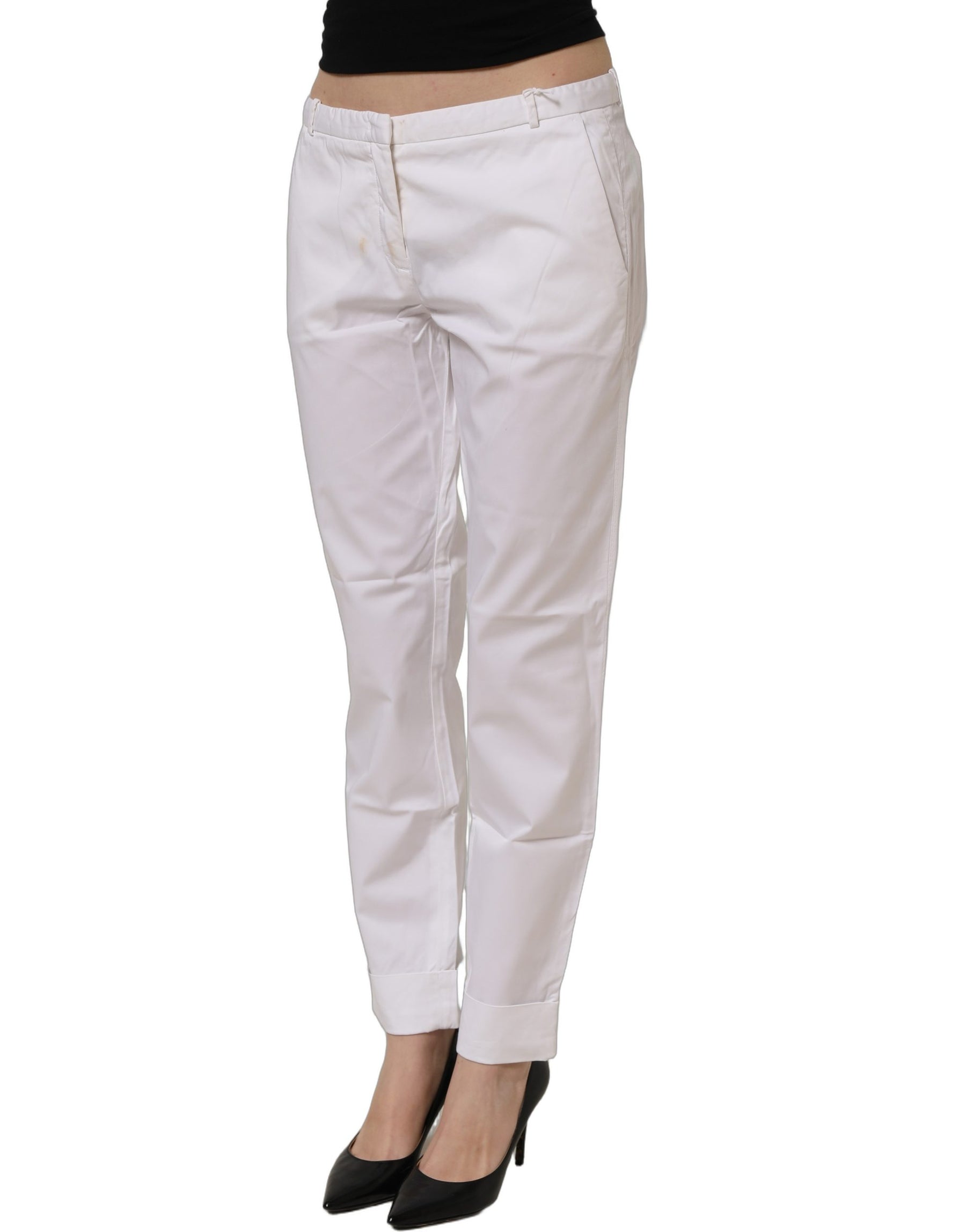 Fabiana Filippi White Low Waist Straight Formal Trouser Pants | Regal Royce
