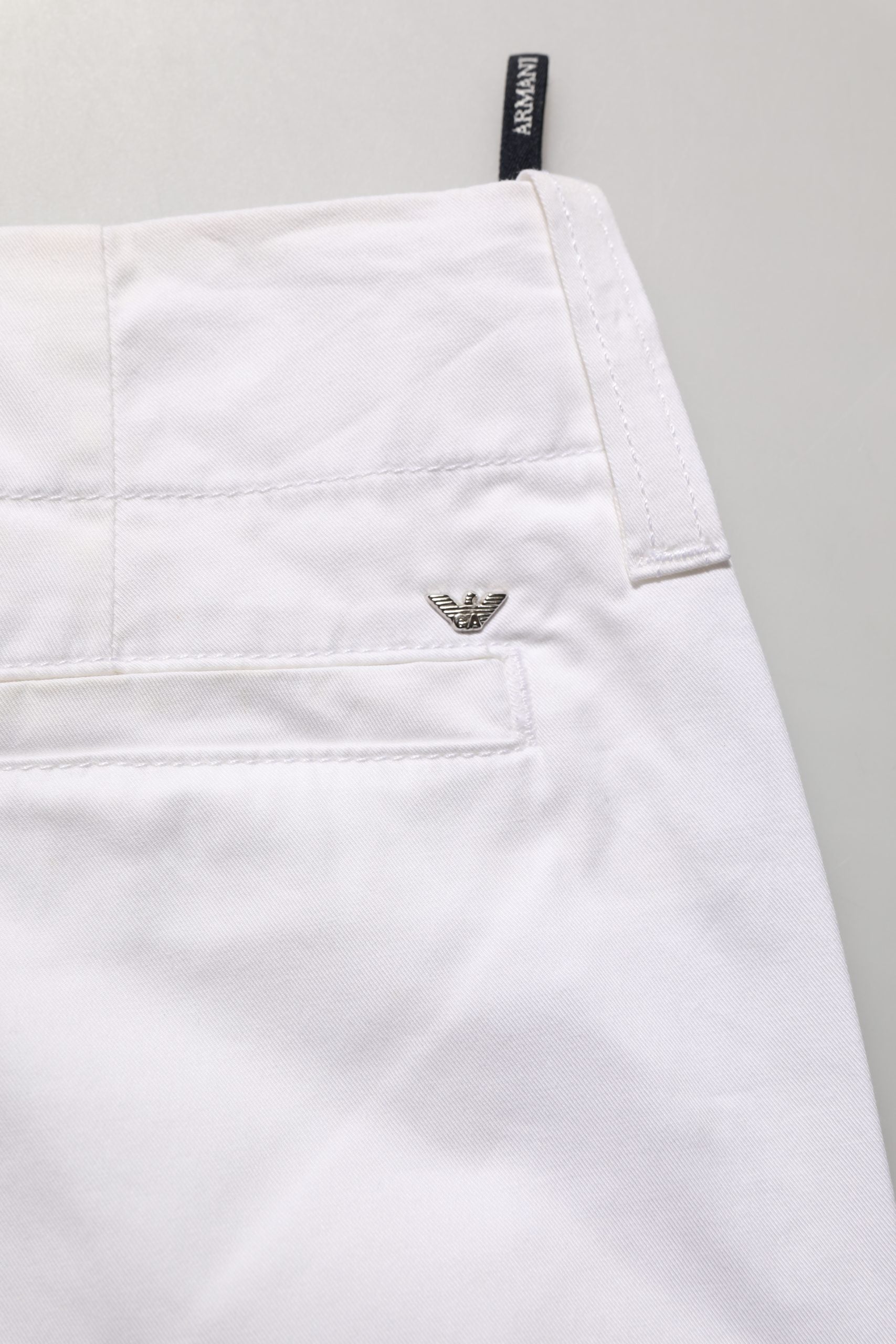 Armani Jeans White Mid Waist Cotton Stretch Trouser Pants | Regal Royce