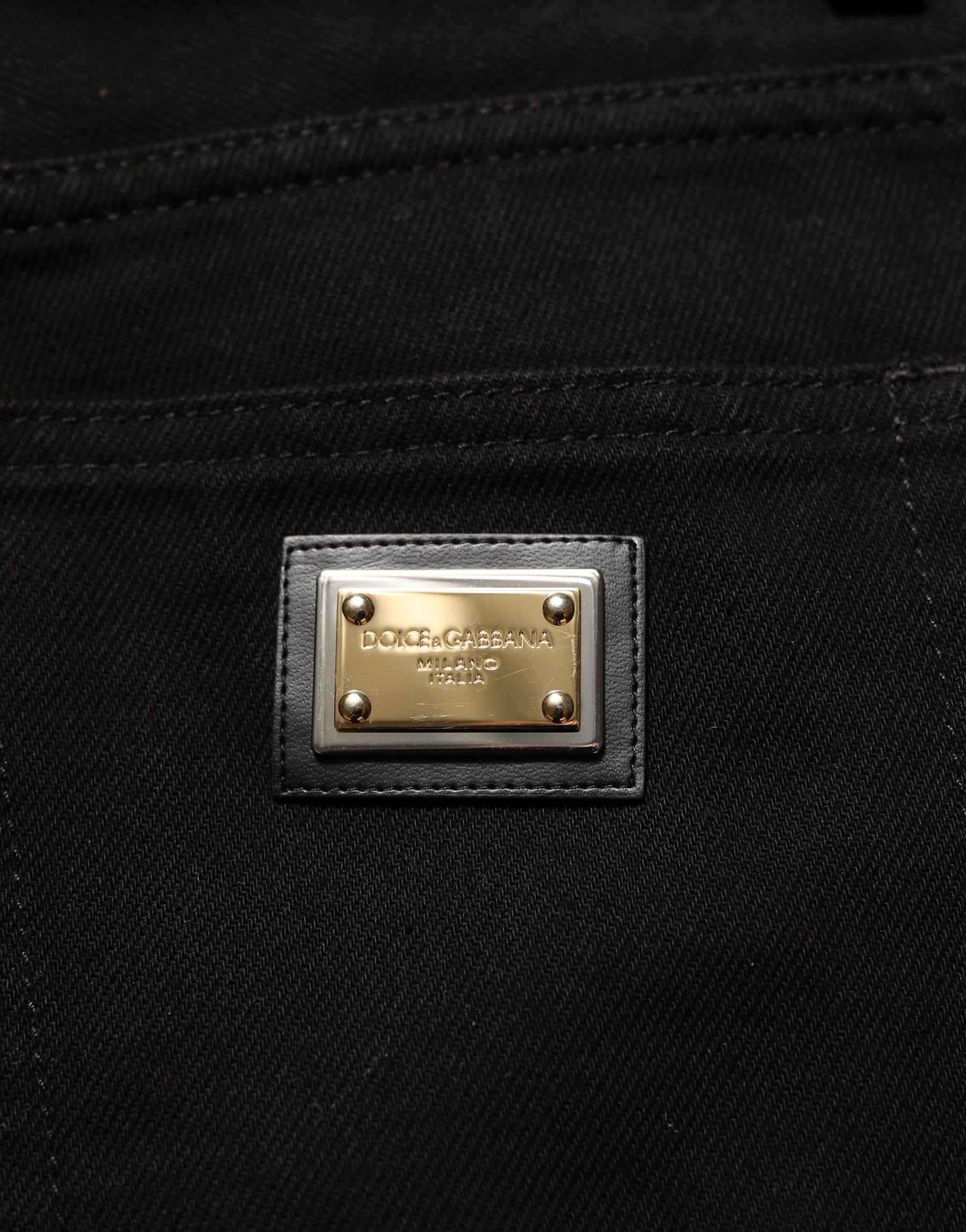 Dolce & Gabbana Black Cotton Stretch Straight Denim Jeans | Regal Royce